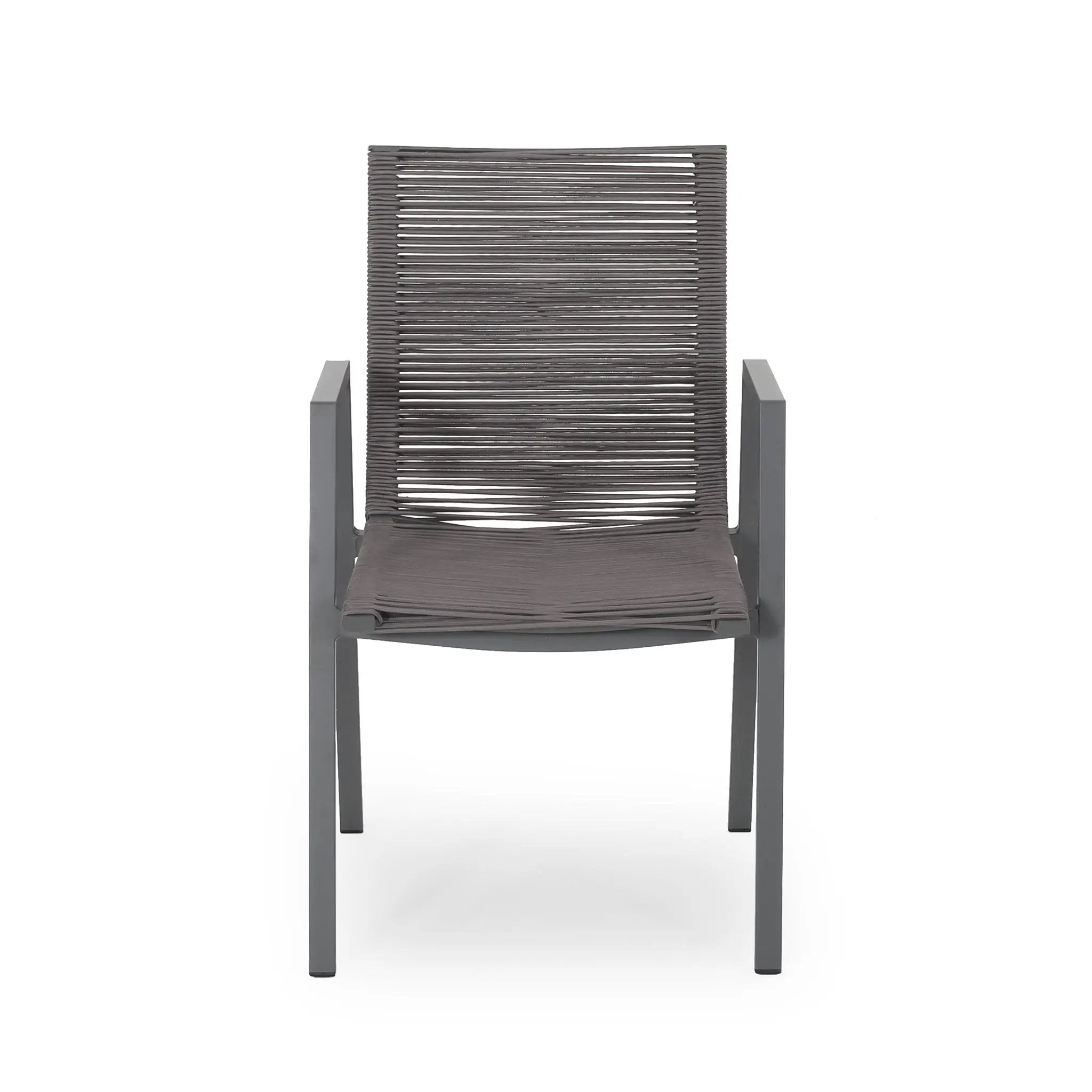 Outdoor Modern Aluminum Dining Chair Set With Rope Sea (Set of 2) by HouseOfZazla