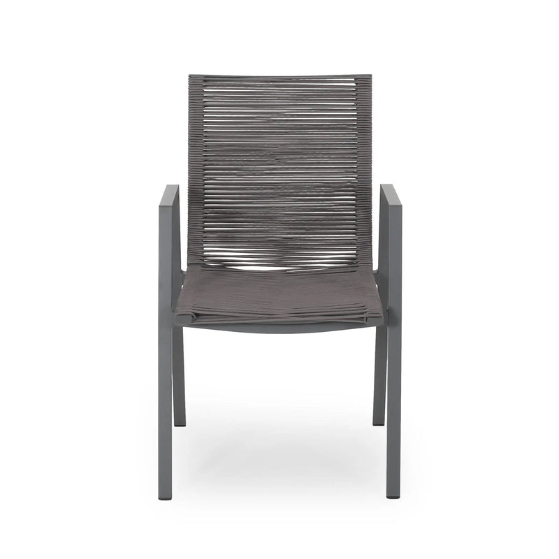 Outdoor Modern Aluminum Dining Chair Set With Rope Sea (Set of 2) by HouseOfZazla