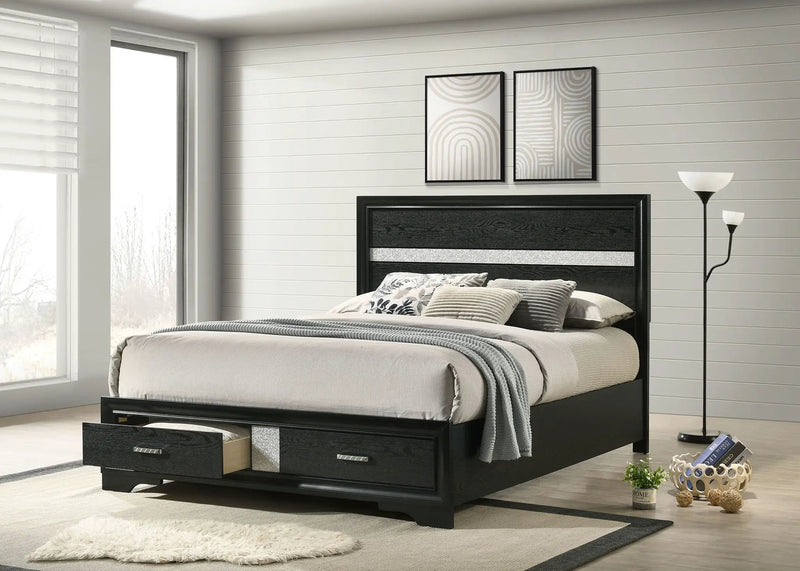 Miranda 51-inch Wood Queen Storage Panel Bed Black by Unique Piece Furniture