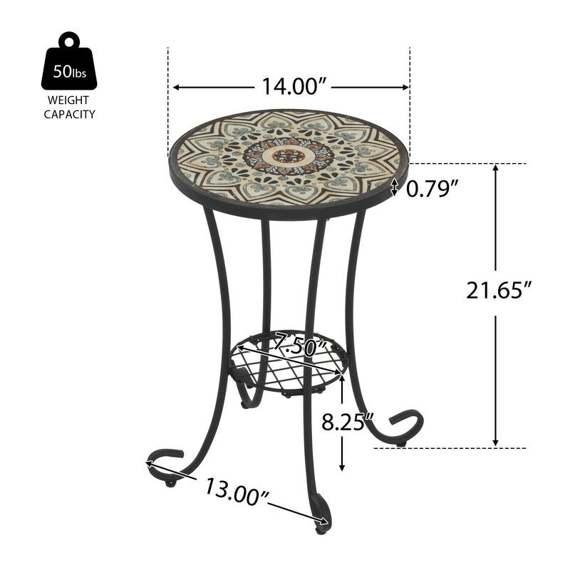 Patio Side Table with Shelf, Brown and Black by HouseOfZazla