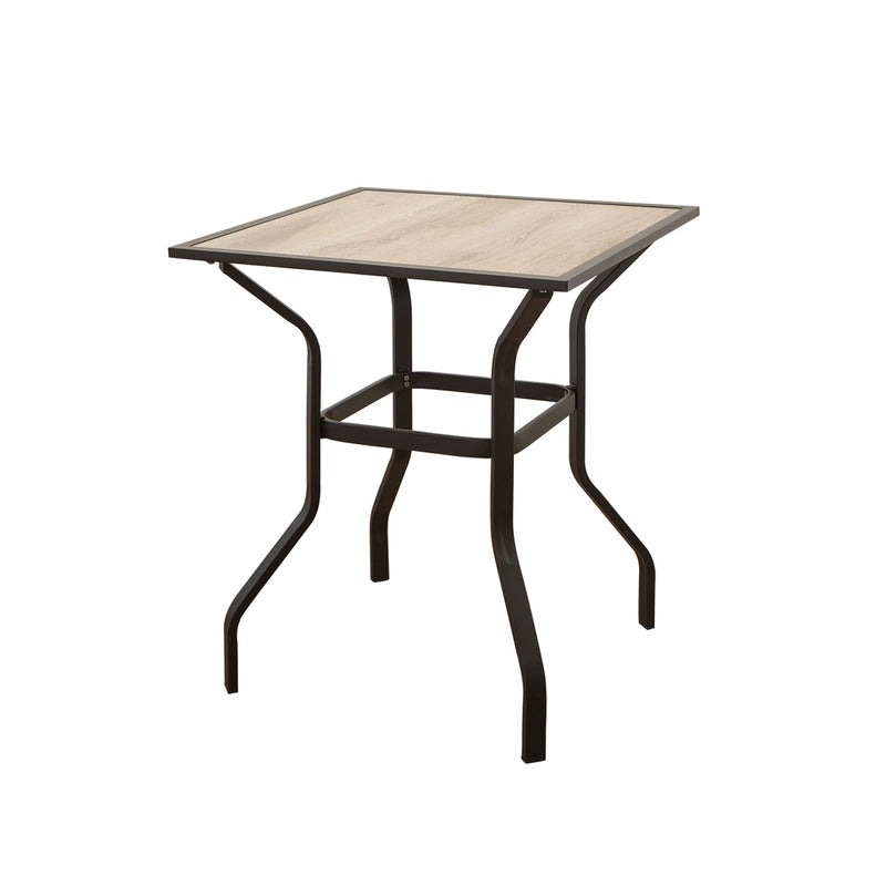 Outdoor Patio Bar Table Square Metal Table with Wood-Look Tabletop by HouseOfZazla