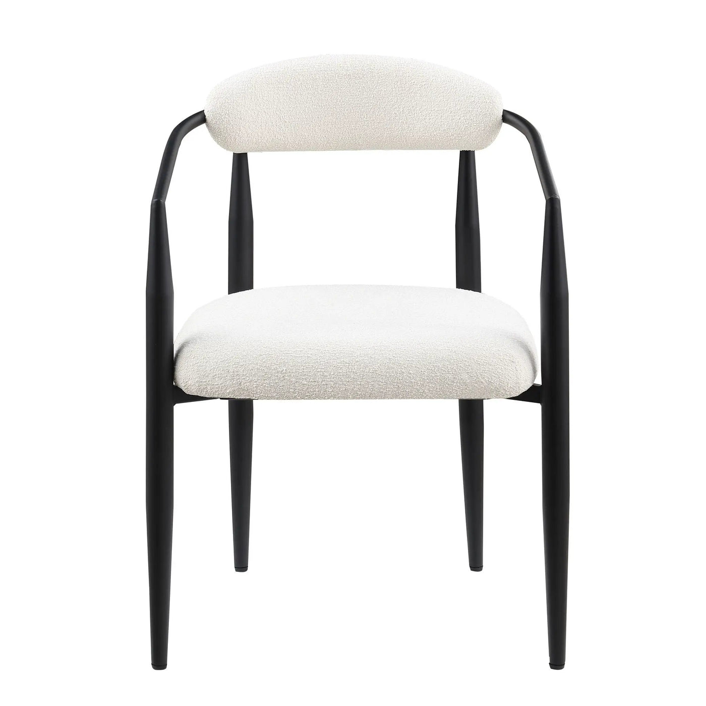 Dining Chairs (Set of 2), Mid-Century Modern Dining Chairs, Kitchen Dining Room Chairs, Round Boucle Backrest Sherpa Dining Chair With Metal Legs by Unique Piece Furniture
