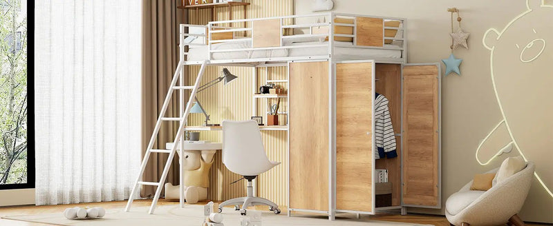 Loft Bed With L Shape Desk And Wardrobe by HouseOfZazla
