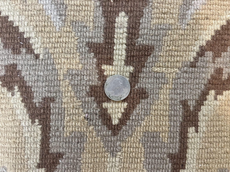 Oval Tibetan Rug 8x10, French Aubusson Design, Wool Handmade Vintage Carpet, Black & Beige, Soft Wool Pile by Jewel Rugs
