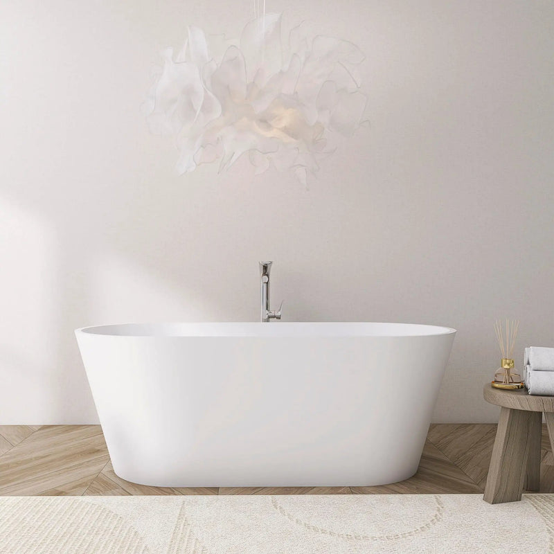 Solid Surface Soaking Freestanding Bathtub For Bathroom - Matte White by HouseOfZazla