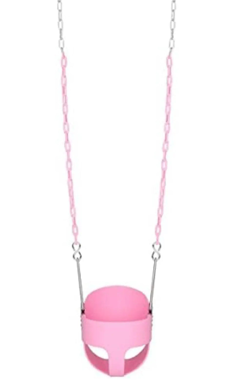 lvssiao Toddler High Back Full Bucket Swing Seat, Toddler Swing Seat with Heavy Duty Plastic Coated Chain + Snap Hooks + Tree Hanging Straps Kids Swing Set Accessories (Pink) by Selzalot