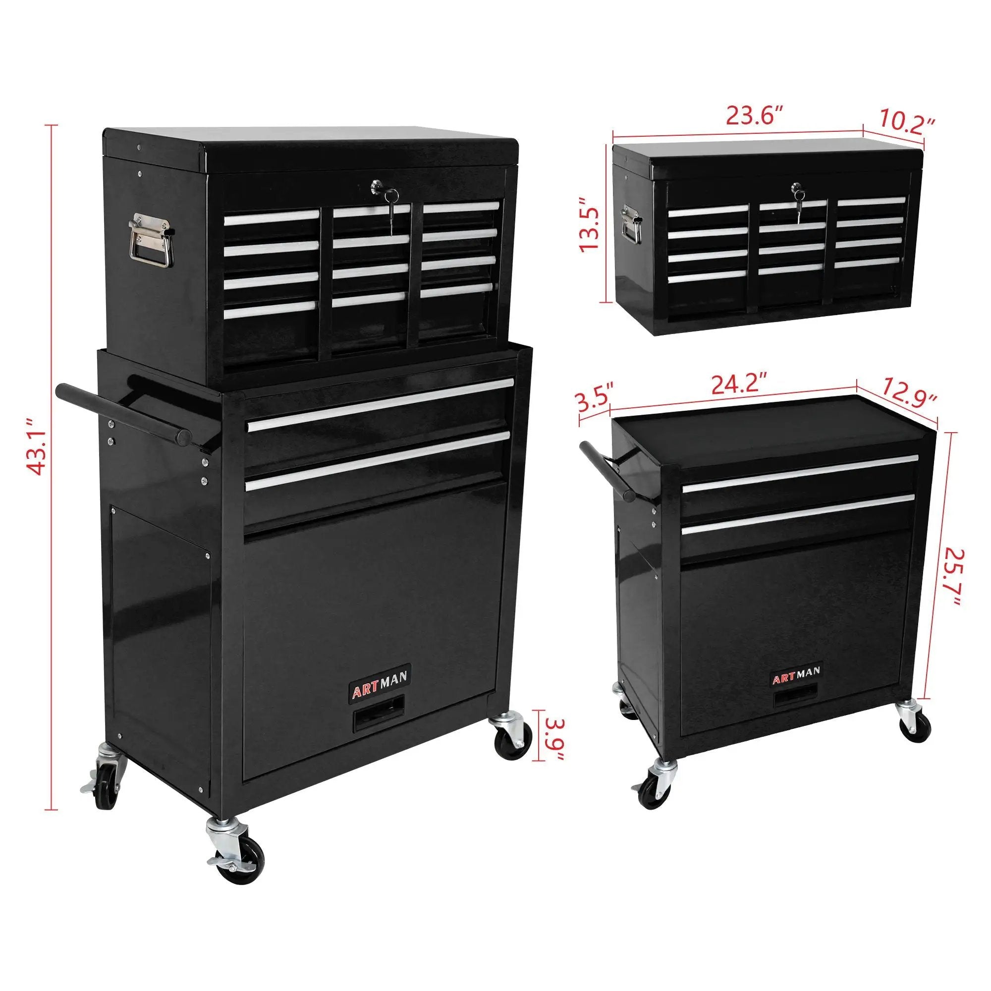 High Capacity Rolling Tool Chest With Wheels And Drawers, Storage Cabinet by HouseOfZazla