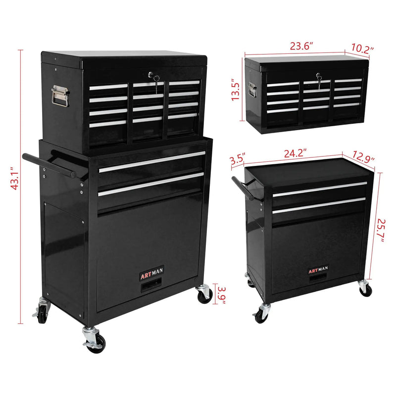 High Capacity Rolling Tool Chest With Wheels And Drawers, Storage Cabinet by HouseOfZazla