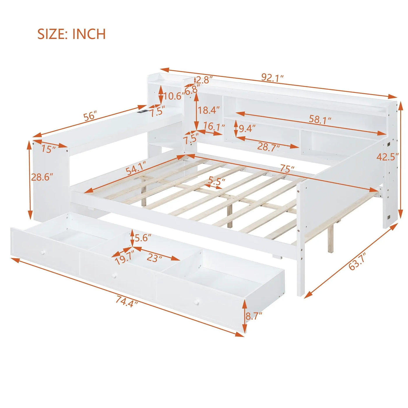 Daybed With 3 Drawers USB Ports And Desk by Unique Piece Furniture
