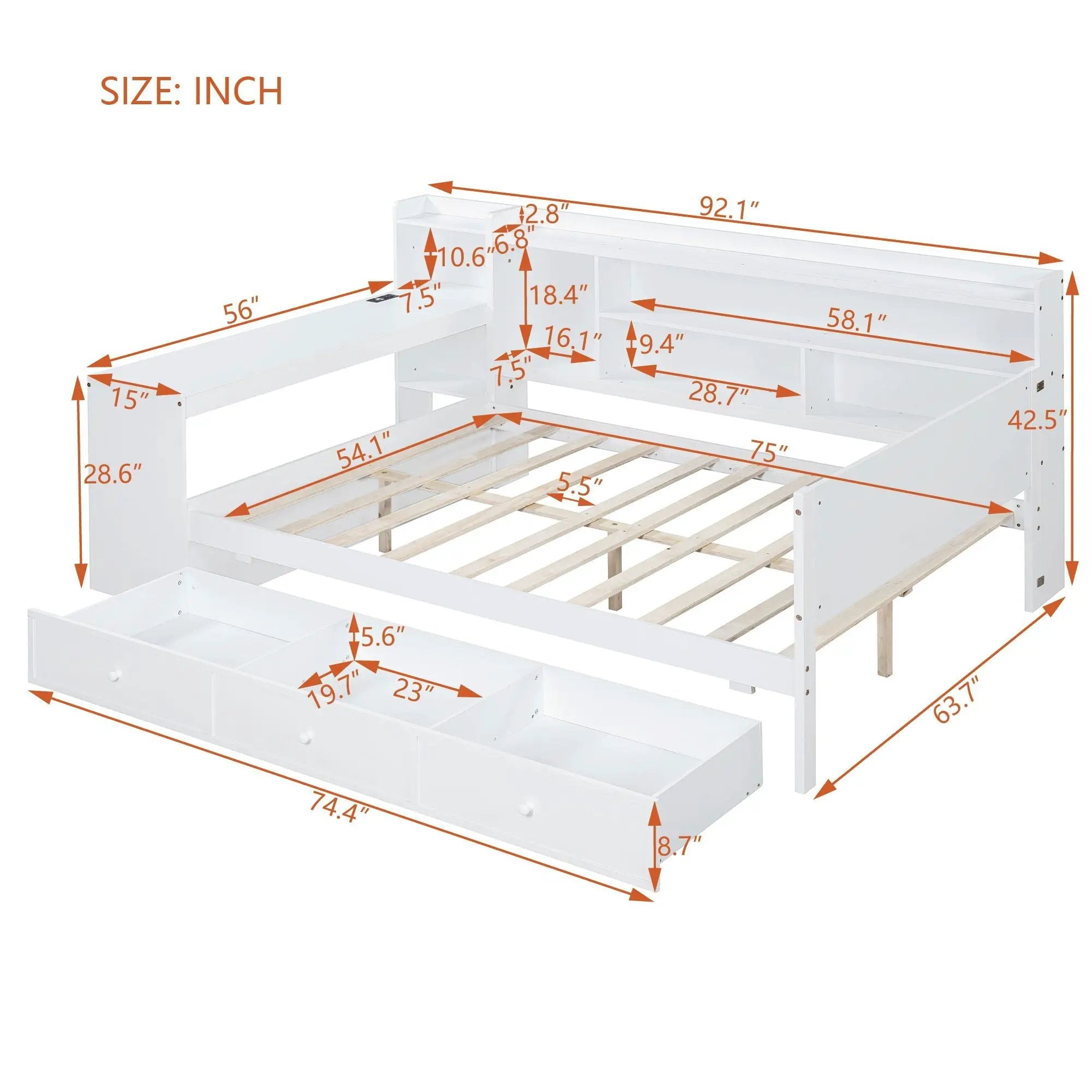 Daybed With 3 Drawers USB Ports And Desk by HouseOfZazla