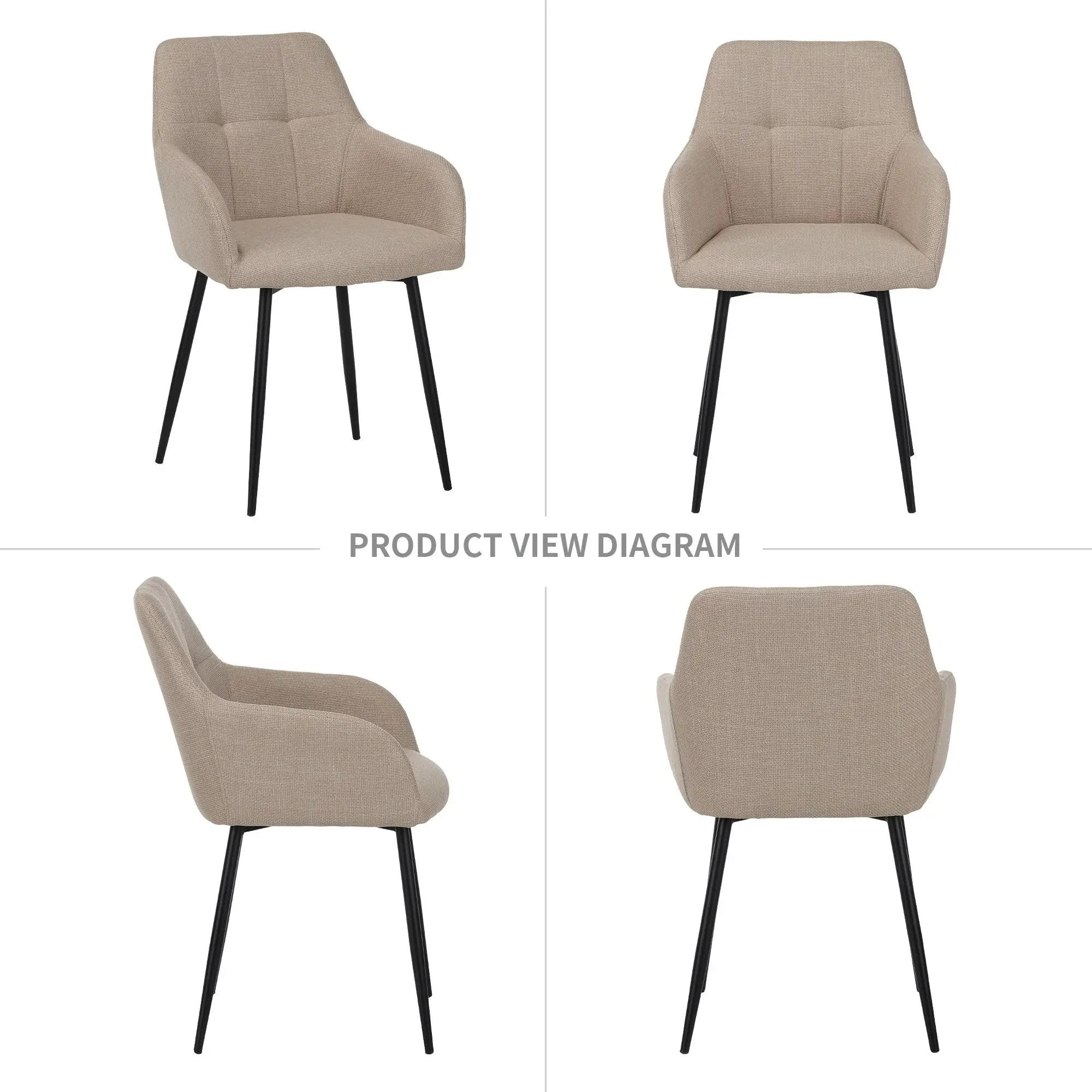 Dining Chair With Backrest And Wide Seat (Set of 2) - Beige by Unique Piece Furniture