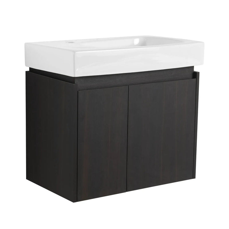 Modern Bathroom Vanity With Ceramic Basin, Wall Mounted Floating Sink Combo, Storage Cabinet by HouseOfZazla