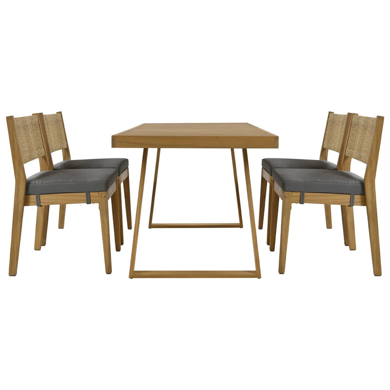 U_Style Multi-Person Outdoor Acacia Wood Dining Table and Chair Set by HouseOfZazla