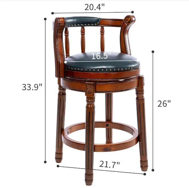 Swivel Cow Top Wooden Bar Stool, 360 Degree Swivel Bar Height Chair With Backs For Home Kitchen Counter by Unique Piece Furniture