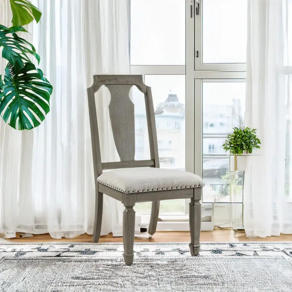 Zumala - Side Chair (Set of 2) - Beige Linen & Weathered Oak by Unique Piece Furniture