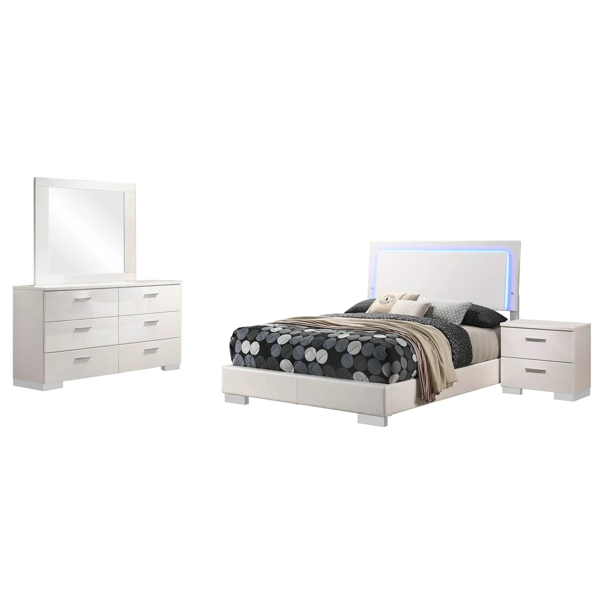 Felicity 4-piece Full Bedroom Set White High Gloss by Unique Piece Furniture