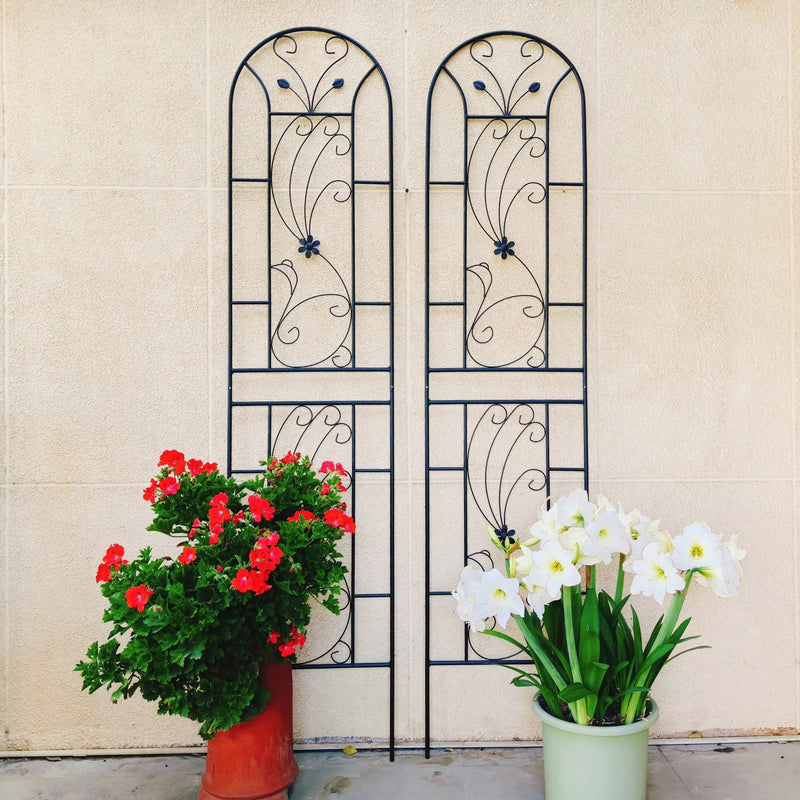 4 Pack Metal Garden Trellis 86.7'' x 19.7'' Rustproof Black by HouseOfZazla
