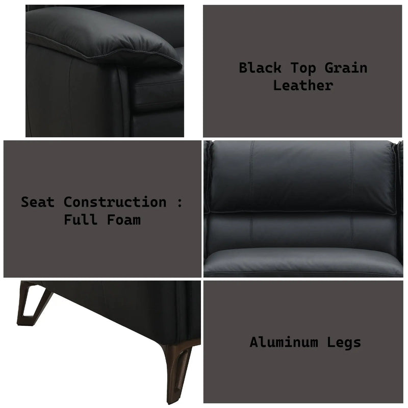 Eilene - Top Grain Leather Sofa - Black by Unique Piece Furniture