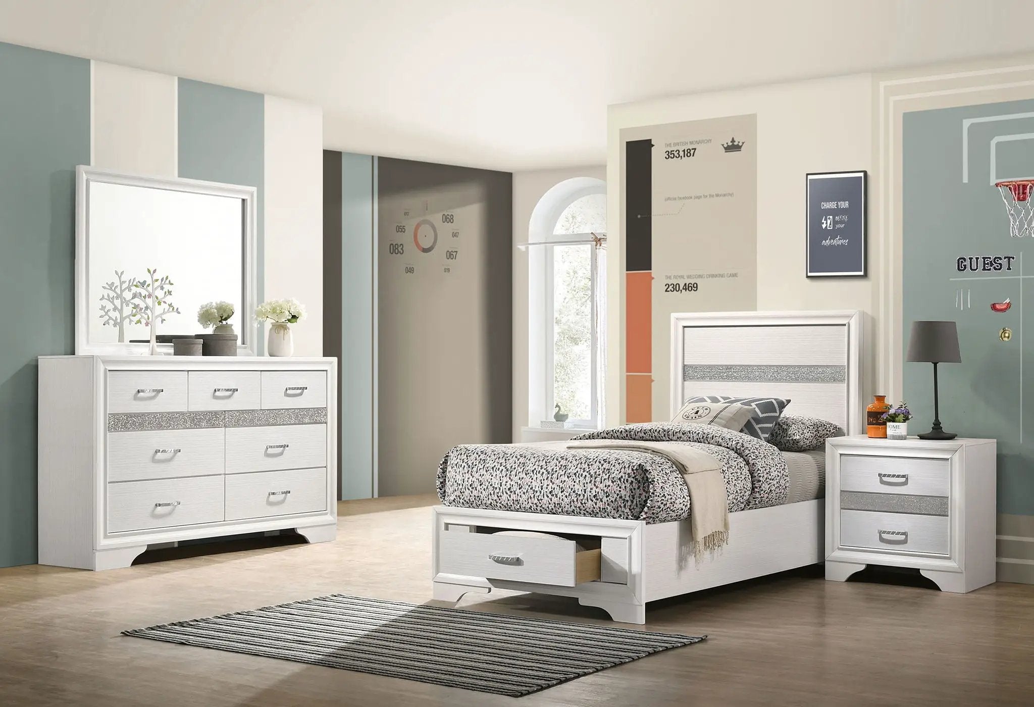 Miranda 4-piece Twin Bedroom Set White by Unique Piece Furniture