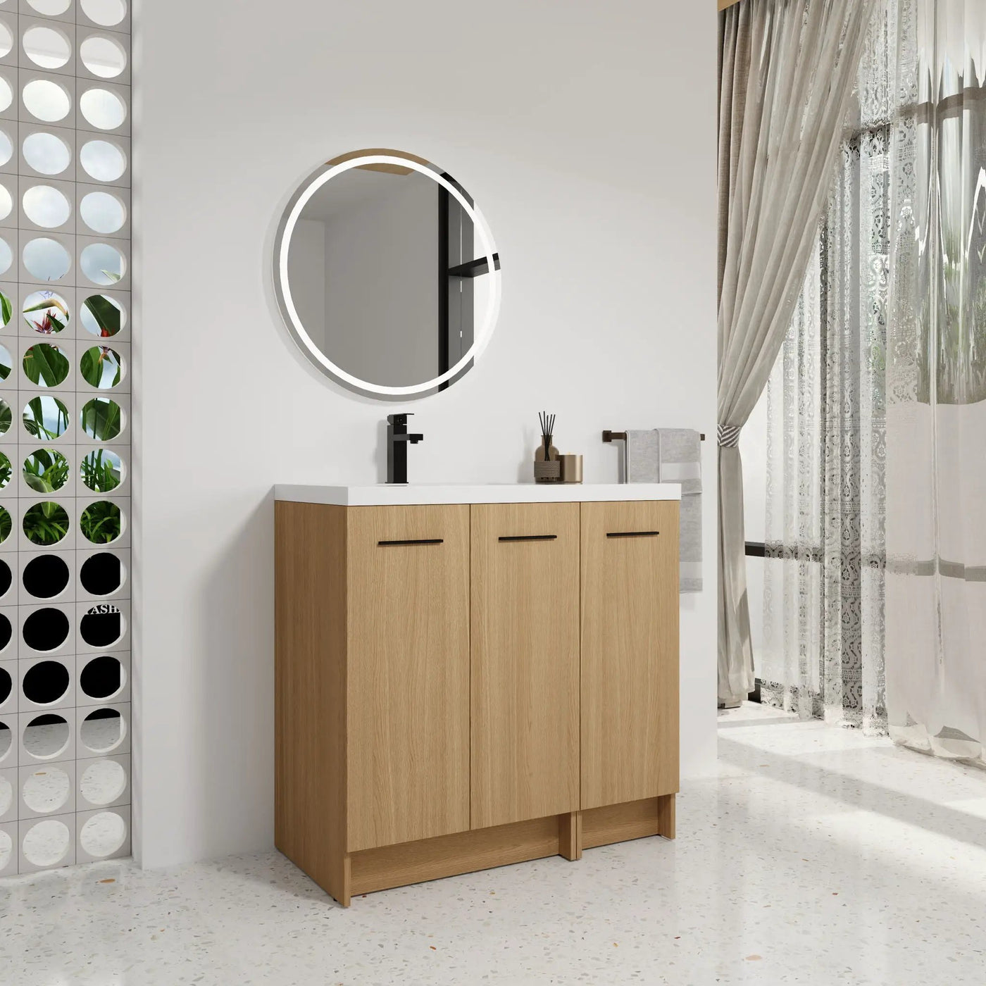 Wall Mounted Floating Bathroom Vanity With Sink, 3 Door Modular Cabinet by Unique Piece Furniture