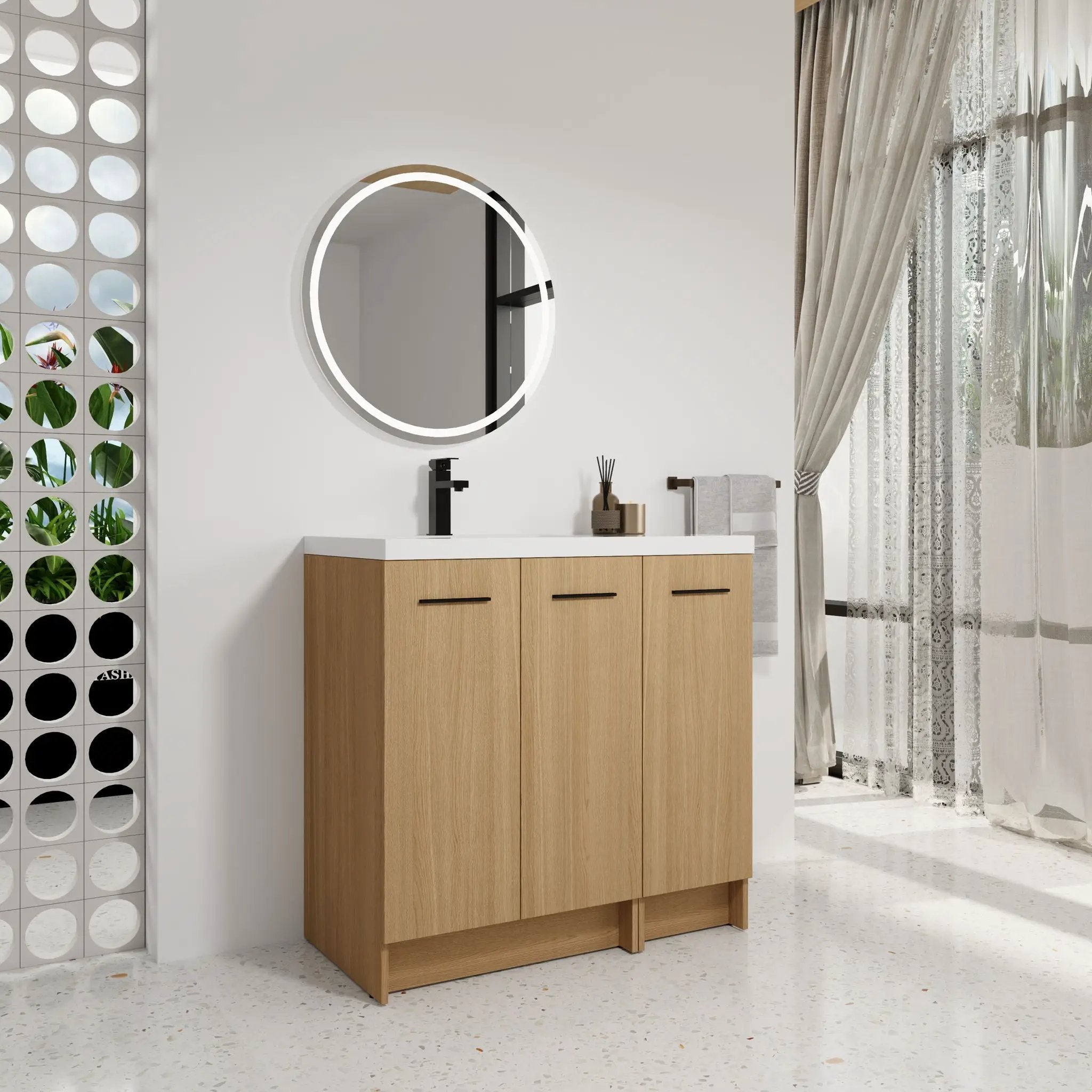 Wall Mounted Floating Bathroom Vanity With Sink, 3 Door Modular Cabinet by Unique Piece Furniture