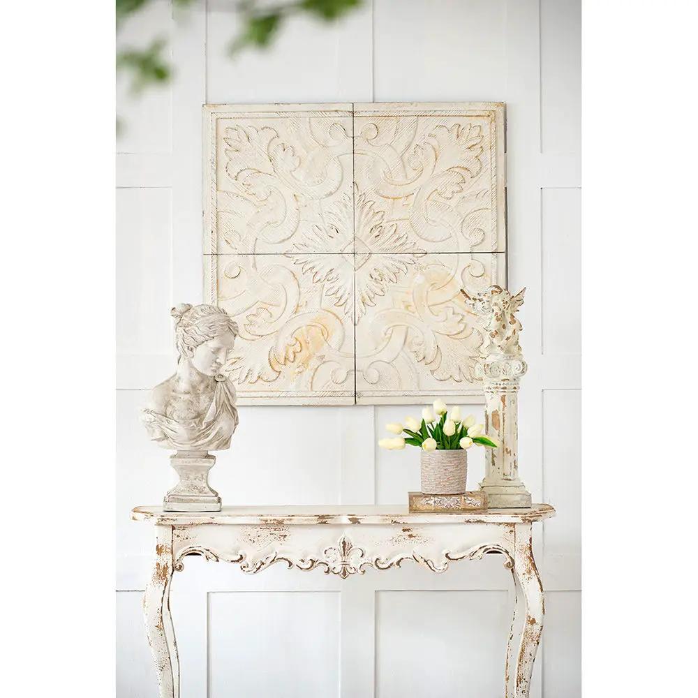 Distressed Wooden Square Wall Panels (Set of 4) - White by Unique Piece Furniture