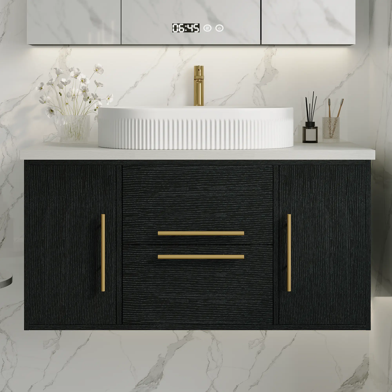 39.4 in Modern Floating Bathroom Vanity with Ceramic Sink by HouseOfZazla