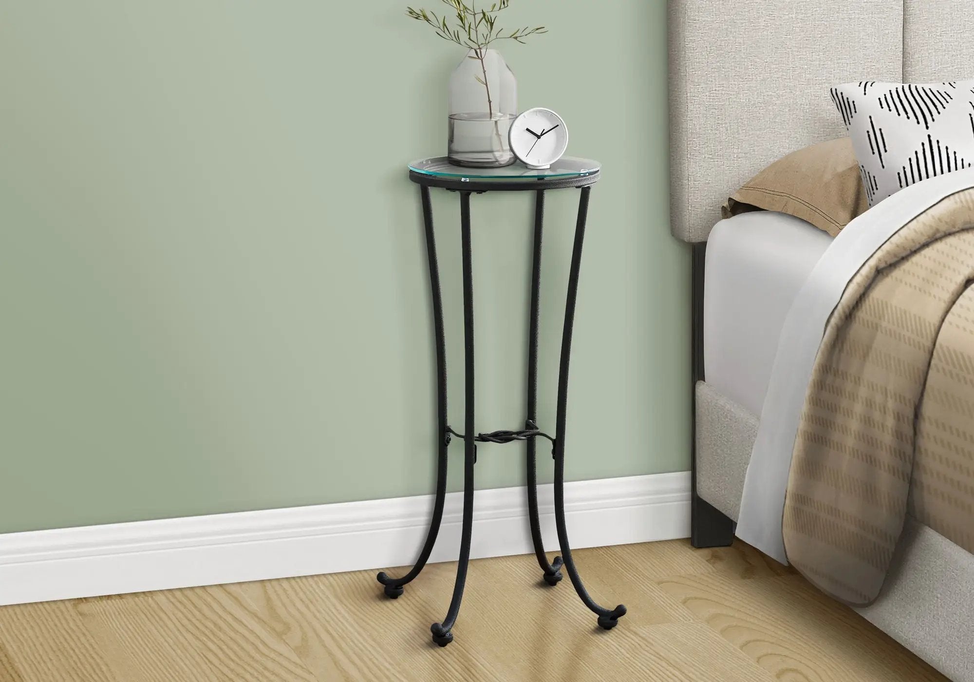 Accent Side Table, Plant Stand, Round, Contemporary & Modern - Black by Unique Piece Furniture