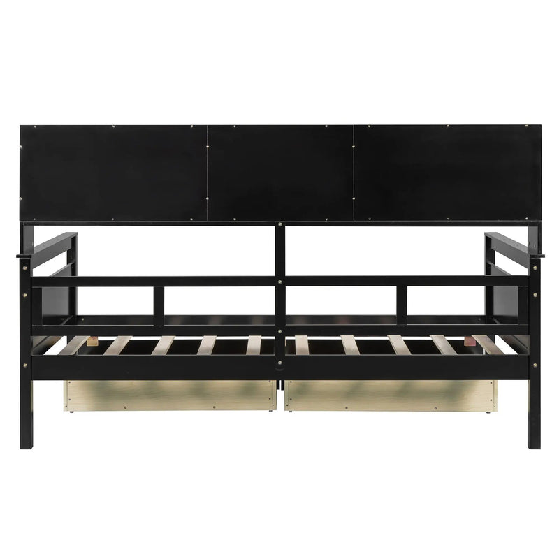 Daybed, Slat Support, With Bedside Shelves And 2 Drawers by HouseOfZazla