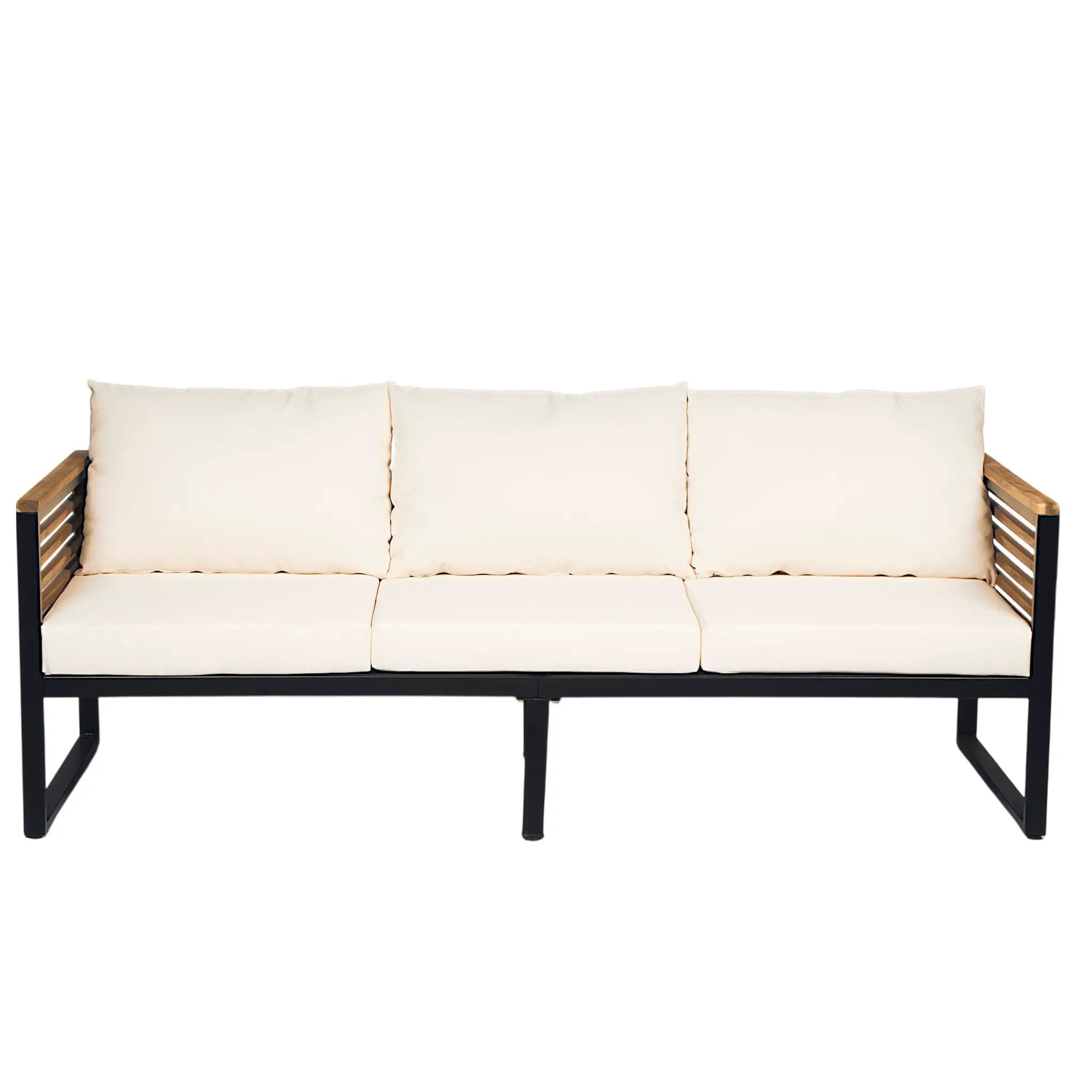 Outdoor 4-Piece Acacia Wood and Metal Patio Sofa Set by HouseOfZazla
