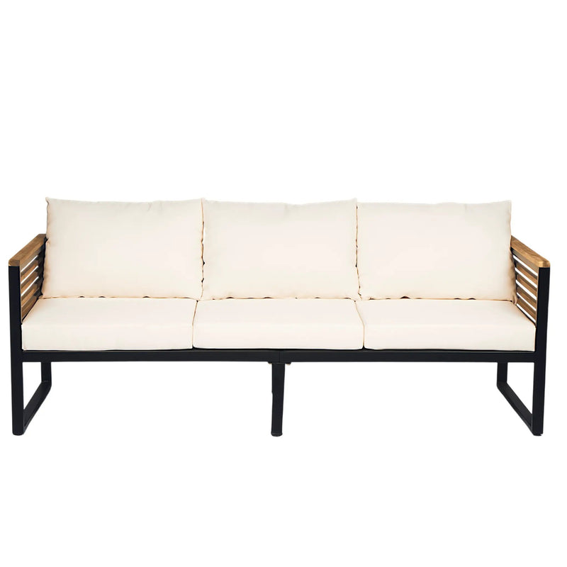 Outdoor 4-Piece Acacia Wood and Metal Patio Sofa Set by HouseOfZazla