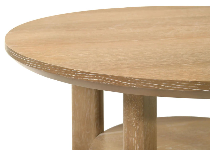 Ottowa 36-inch Round Wood Cocktail Coffee Table Light Oak by Unique Piece Furniture