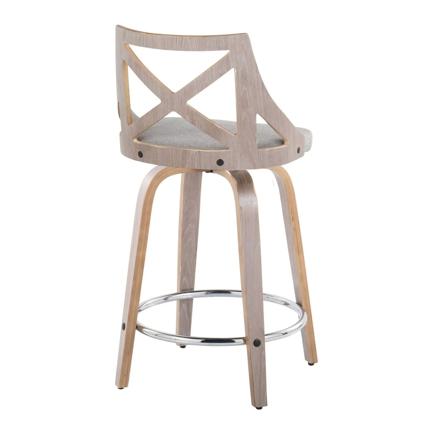 Charlotte - Farmhouse Fixed Height Counter Stool & Swivel With Round Footrest (Set of 2) by HouseOfZazla