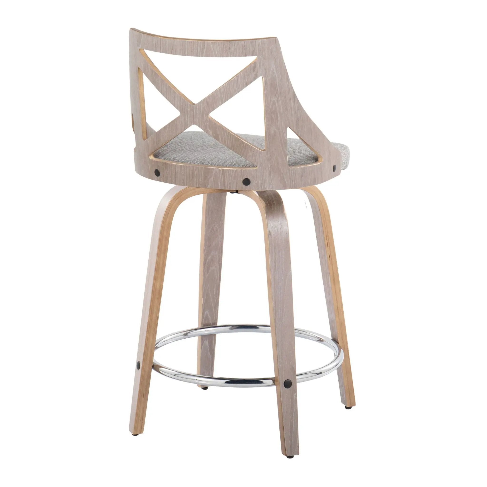Charlotte - Farmhouse Fixed Height Counter Stool & Swivel With Round Footrest (Set of 2) by HouseOfZazla