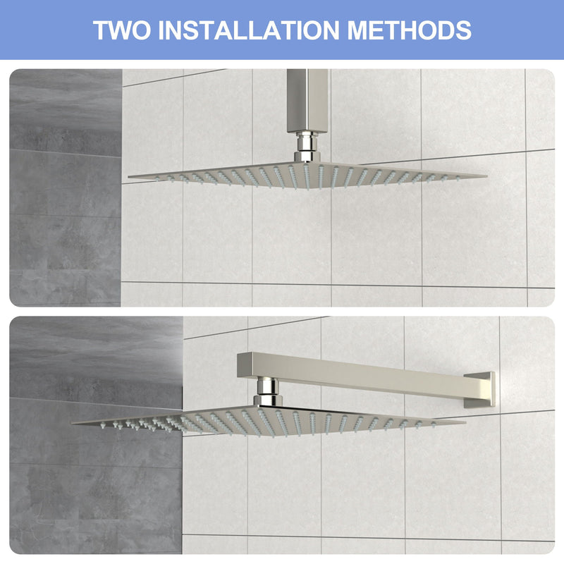 Modern 10" Square Rainfall Shower Head & Stainless Steel Wall Or Ceiling Mount Luxury Spa Shower Panel by HouseOfZazla