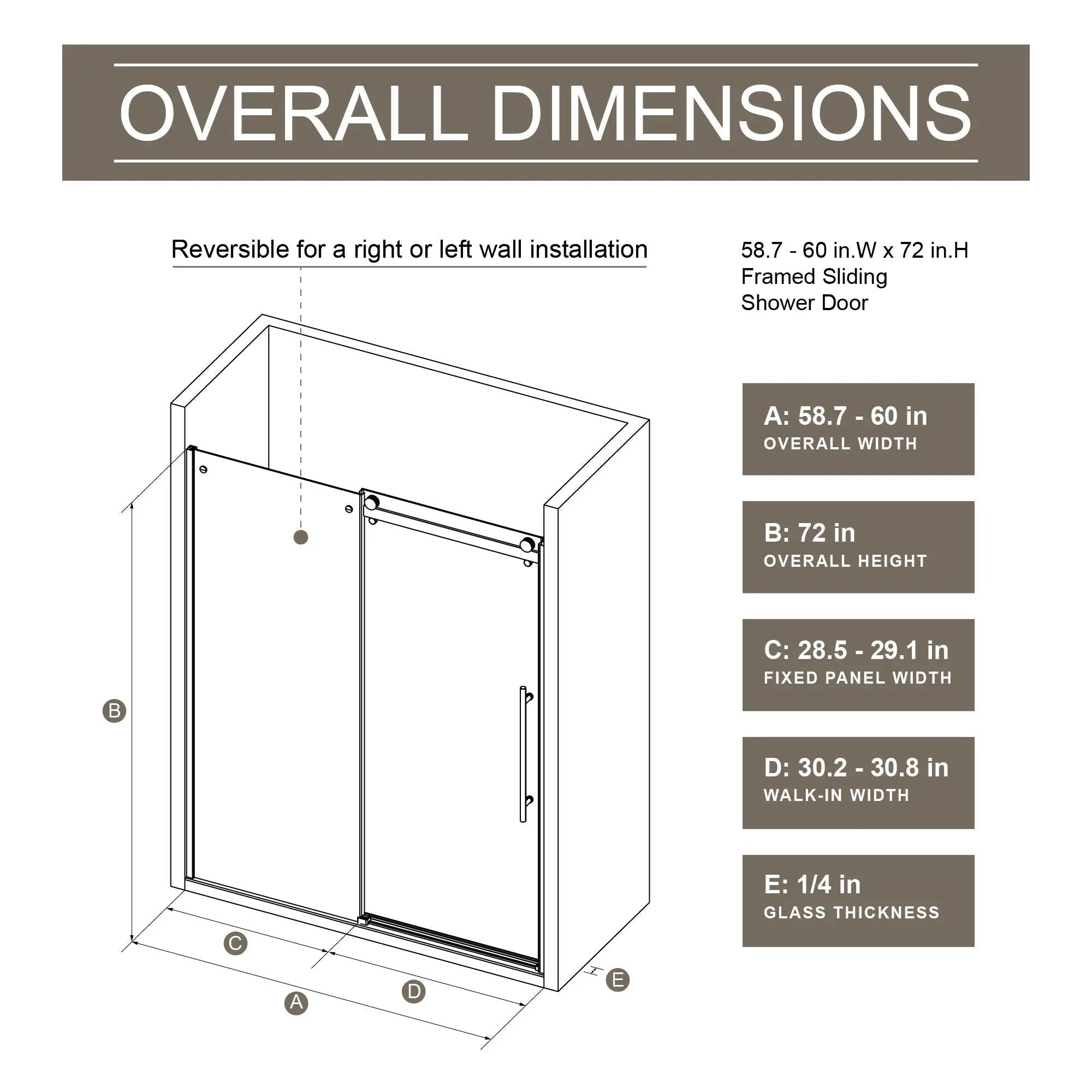 Frameless Shower Door Single Sliding, Clear Tempered Glass Shower Door With Zinc Roller Rail System, Stainless Steel Handle - Black by HouseOfZazla