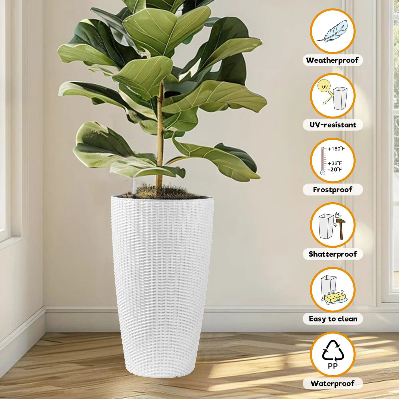 Tall Planters Set With Water Level Monitor And Auto Watering by HouseOfZazla