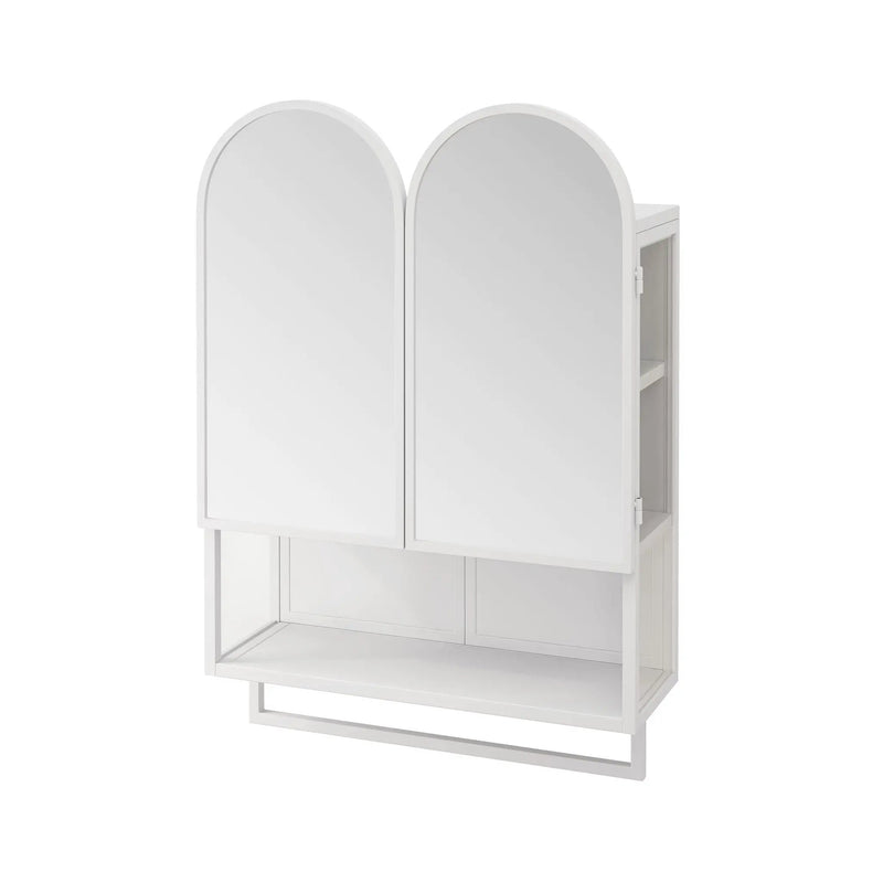 Double Arched Mirror Wall Cabinet With 2 Doors, Featuring Adjustable Shelves And Towel Rack by Unique Piece Furniture