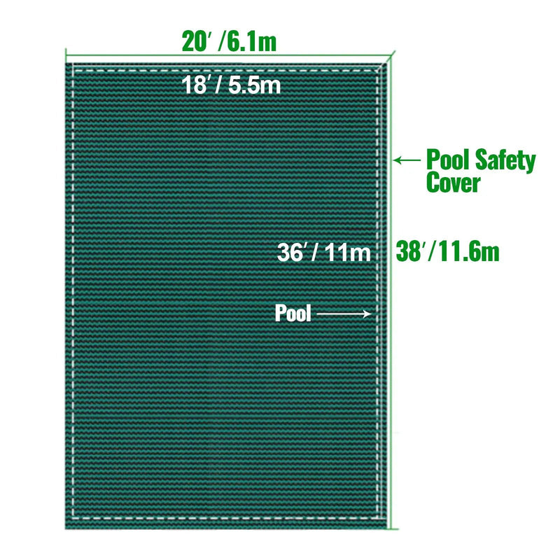 Pool Safety Cover Fits 20 x 38 ft Rectangle Inground Pools by HouseOfZazla