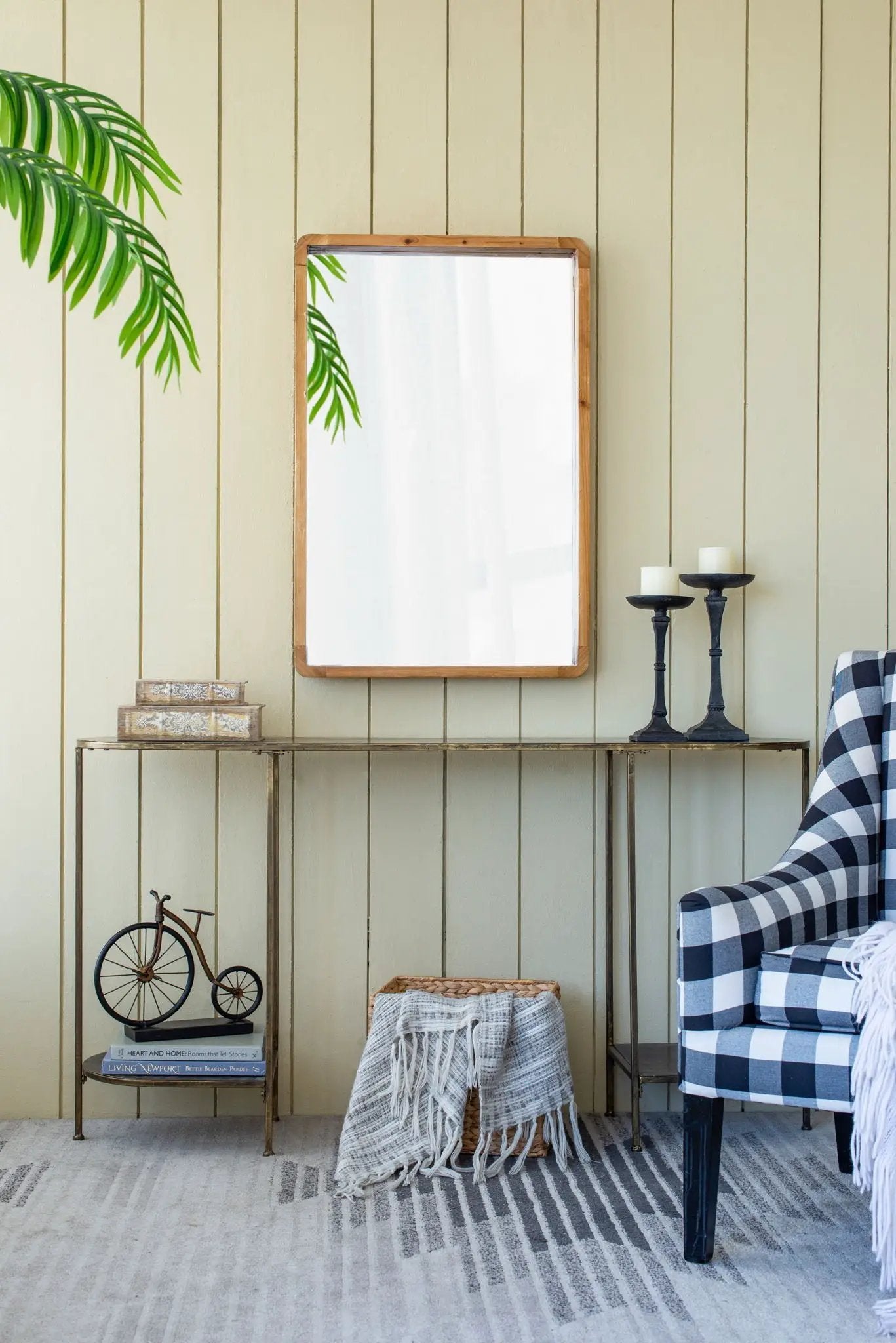 Rectangle Wood Mirror, Farmhouse Wall Decor For Living Room Bedroom Entryway - Brown by Unique Piece Furniture