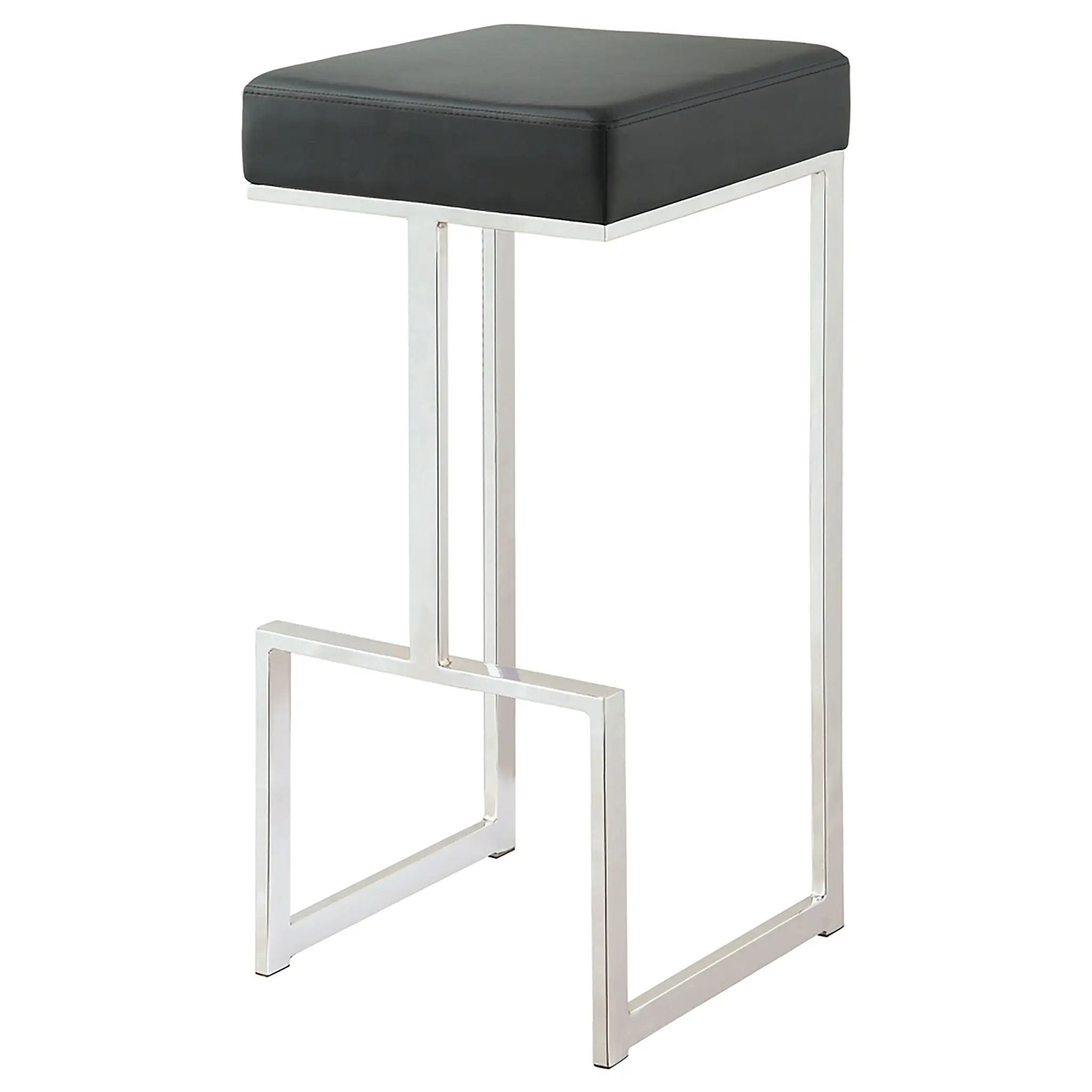 Gervase Square Bar Stool Black and Chrome by Unique Piece Furniture