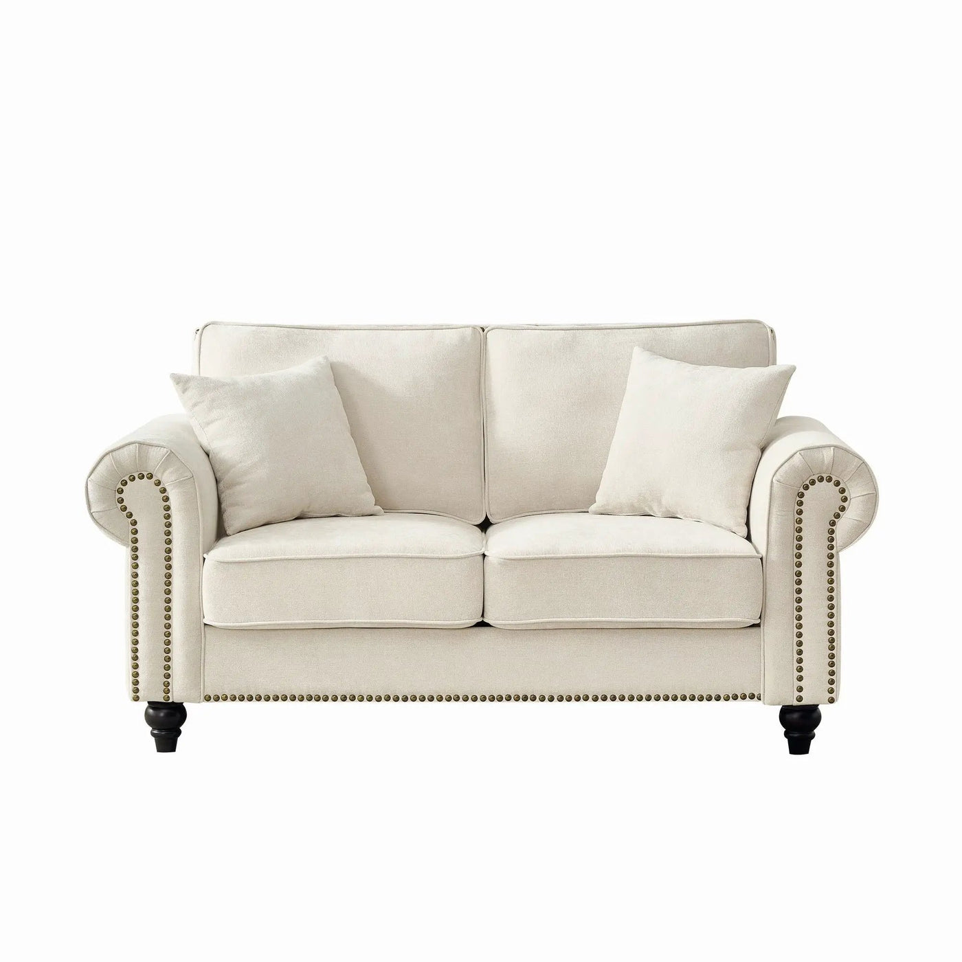 2 Seater Sofa With Rolled Arms, Tufted Upholstered Couch by HouseOfZazla