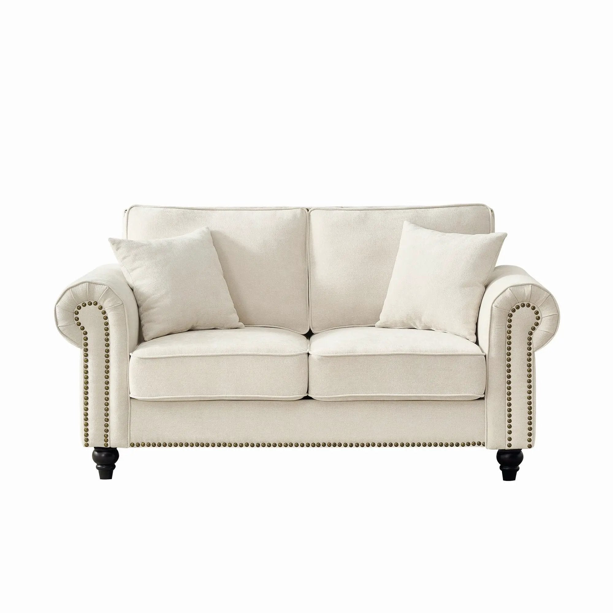 2 Seater Sofa With Rolled Arms, Tufted Upholstered Couch by HouseOfZazla