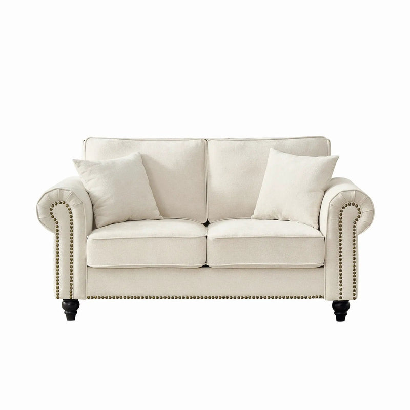 2 Seater Sofa With Rolled Arms, Tufted Upholstered Couch by HouseOfZazla