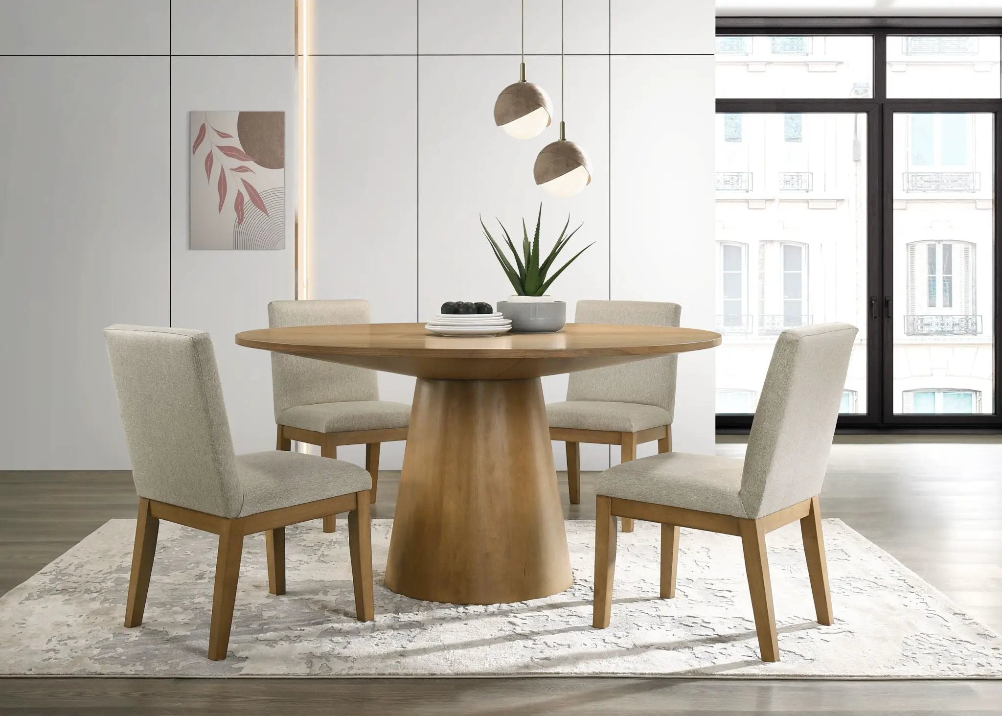 Jasper - Wide Contemporary Round Dining Table Set by Unique Piece Furniture