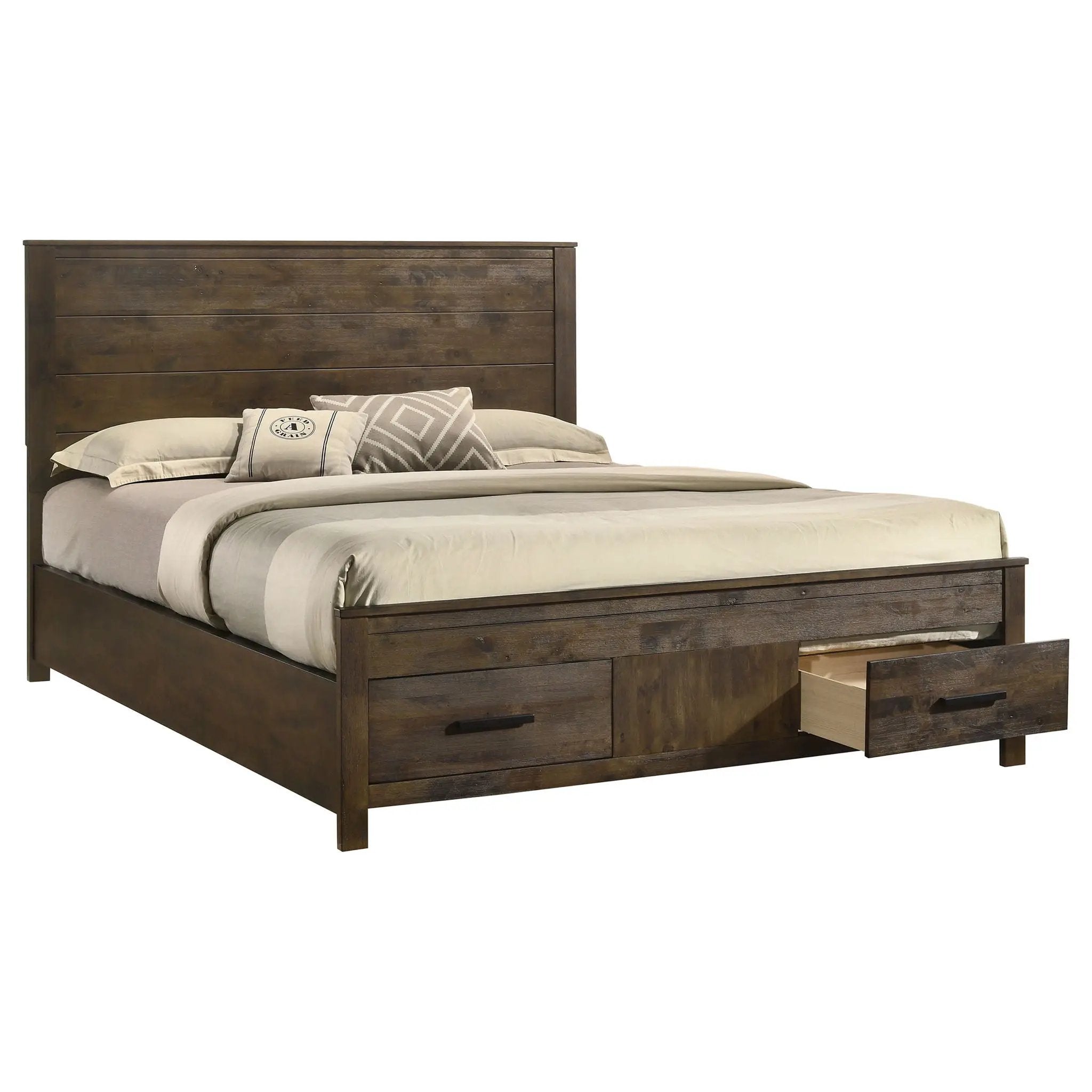 Woodmont California King Storage Bed Rustic Golden Brown by Unique Piece Furniture