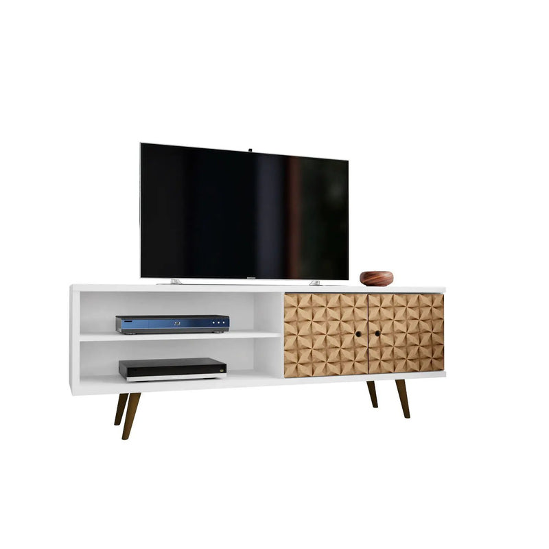 Liberty - TV Stand & 2 Open Shelves - Natural / White by HouseOfZazla