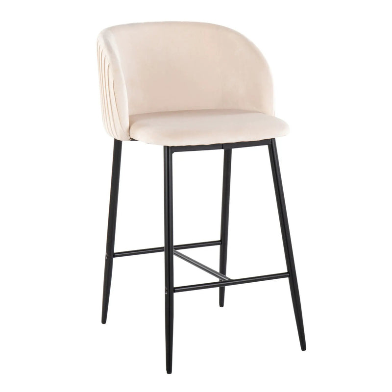 Fran - Pleated Waves Contemporary, Fixed Height Counter Stool (Set of 2) by HouseOfZazla