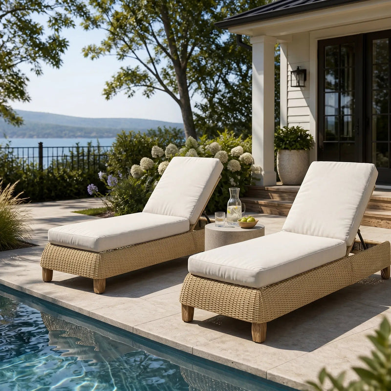 Adjustable Outdoor Wicker Chaise Lounge Chairs Set of 2 by HouseOfZazla