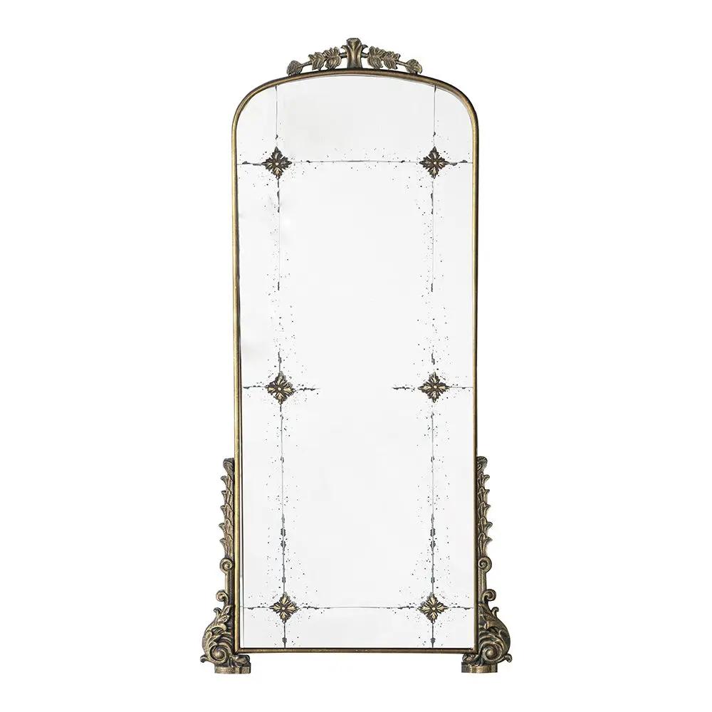 Antique Arched Mirror With Metal Frame, Full Length Mirror For Living Room Bathroom Entryway - Gold by Unique Piece Furniture